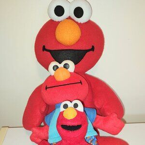 Lot of Three Plush Elmo-(Working Bedtime Talking Elmo /20-inch and 9-inc…